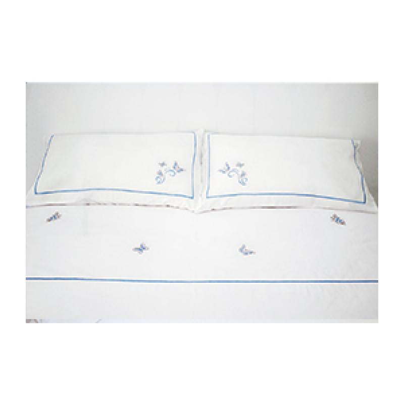 Blue Butterfly Embroidered Bed Set